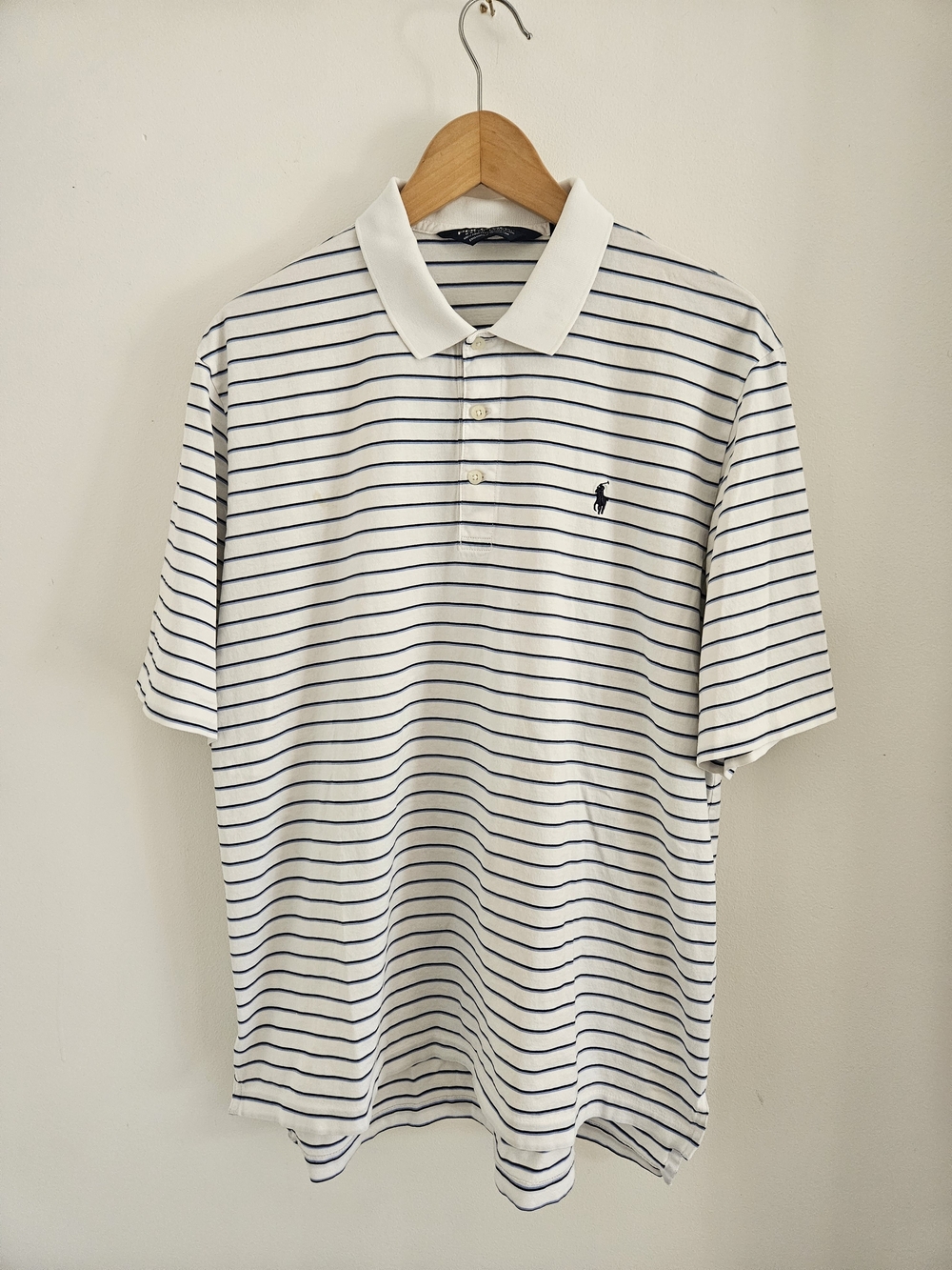 Vintage Polo Ralph Lauren Polo Shirt Mens Large Striped 90s Bent Tee Golf Club
